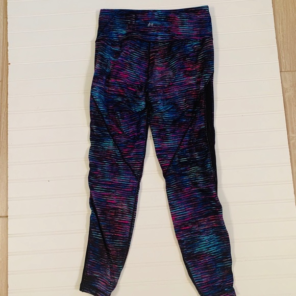 Athleta Black Stripe Midi Leggings W/Mesh Strip S - Picture 5 of 8